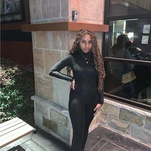 JurllyShe Finger Sleeve Stand Collar Zipper Solid Sexy Tight High Waist Jumpsuit